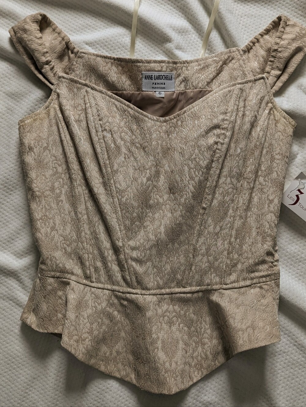 Beige Brocade Peplum Camisole